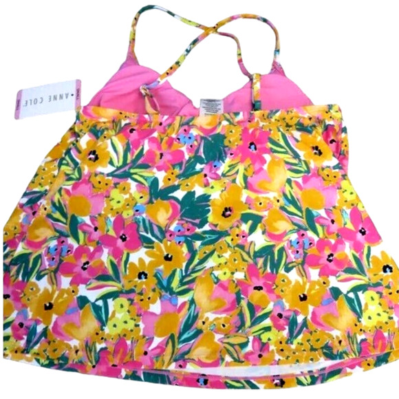 Anne Cole LTD Edition XS Swim Pullover Triangle Tankini Top (Sunshine Floral) - Picture 6 of 8